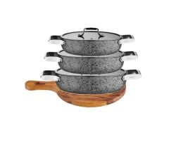 Brioni Stone-H 7 Parça Çizilmez Yanmaz Yapışmaz 18cm 20cm 22cm 3'lü Sahan Omlet Seti