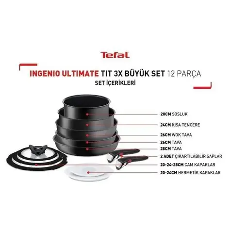 Tefal Ingenio Ultimate Titanyum 3X 12 Parça Büyük Tava Tencere Seti